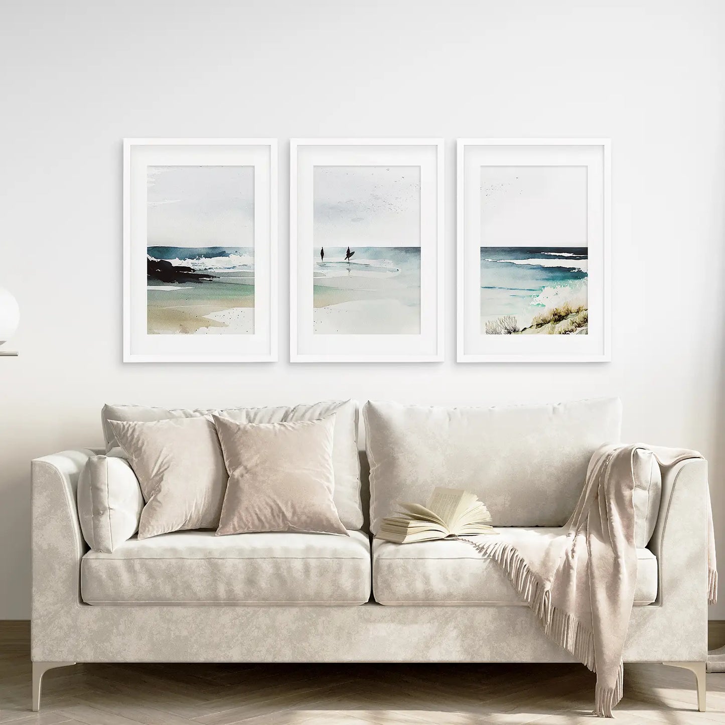 Navy Blue Coastal Wall Art Set of 3 Beach House Prints