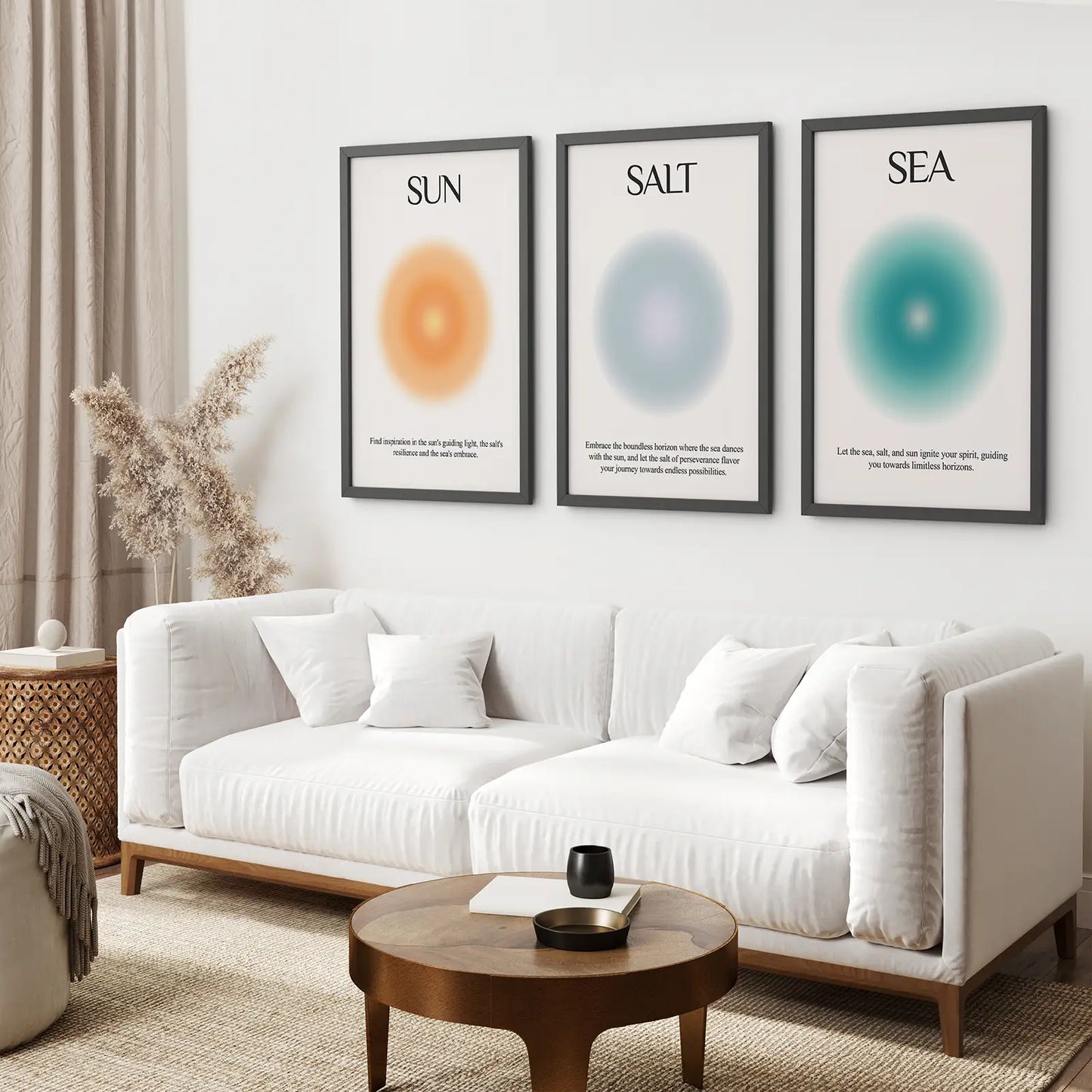 Sun Salt and Sea Aura Wall Art Set of 3 Prints