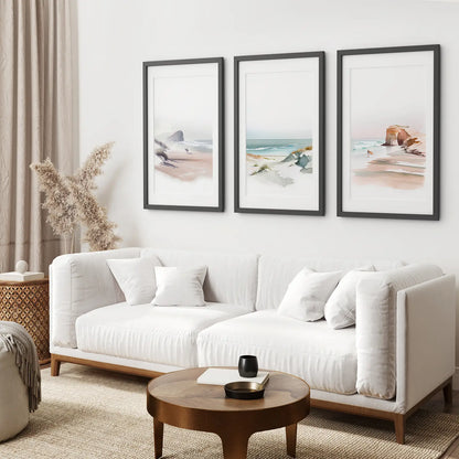 Watercolor Coastal Wall Art Set of 3 Beach Prints