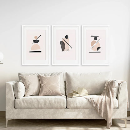 Mid-Century Modern Geometric Abstract Art Set of 3 Prints