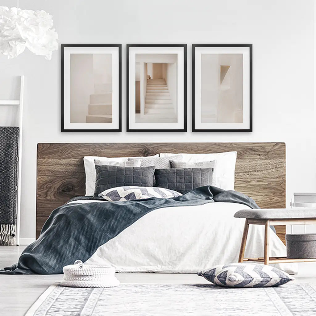Beige Architectural Wall Art Set of 3 - Stairways