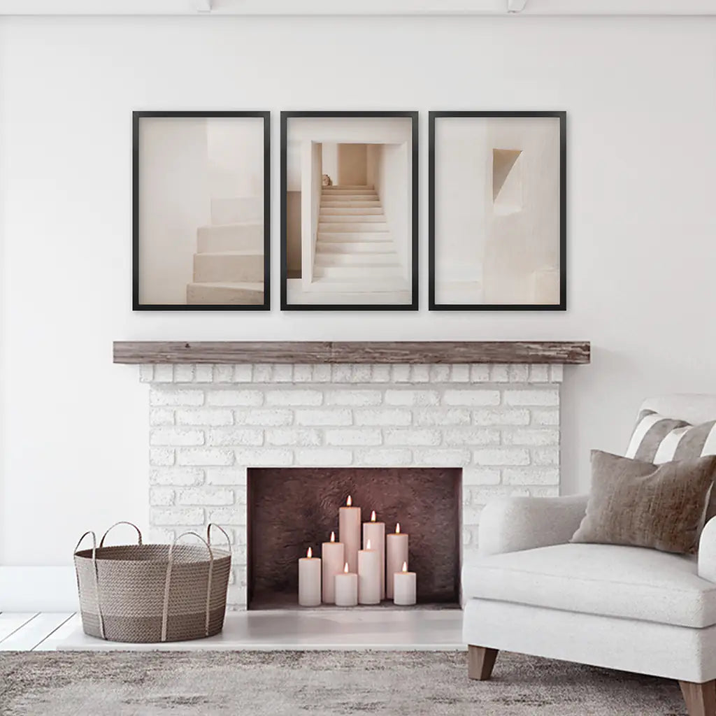 Beige Architectural Wall Art Set of 3 - Stairways