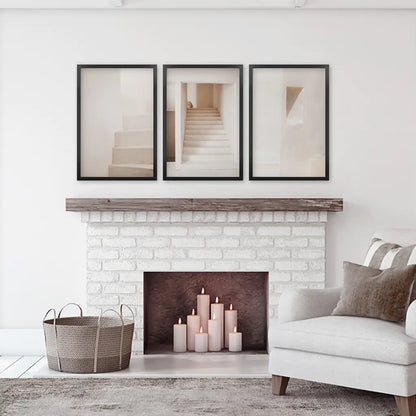 Beige Architectural Wall Art Set of 3 - Stairways