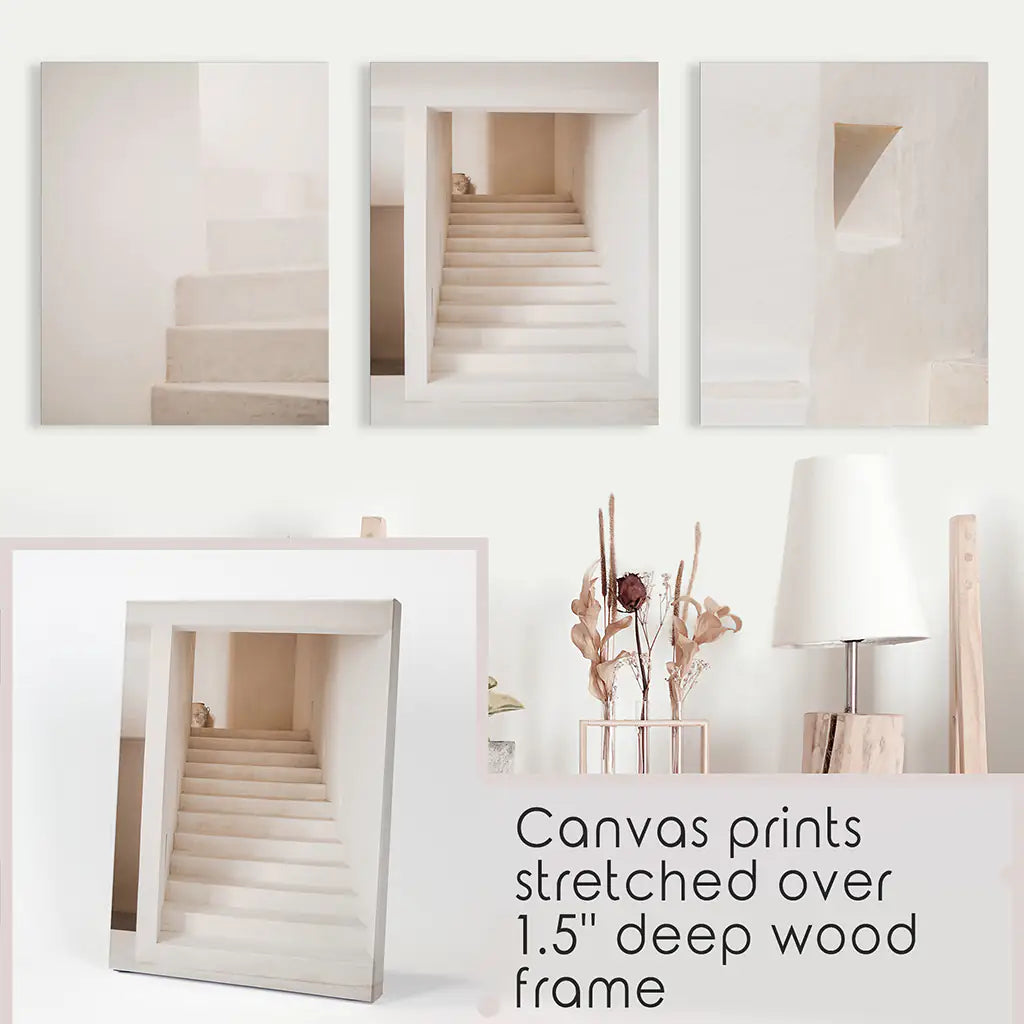 Beige Architectural Wall Art Set of 3 - Stairways