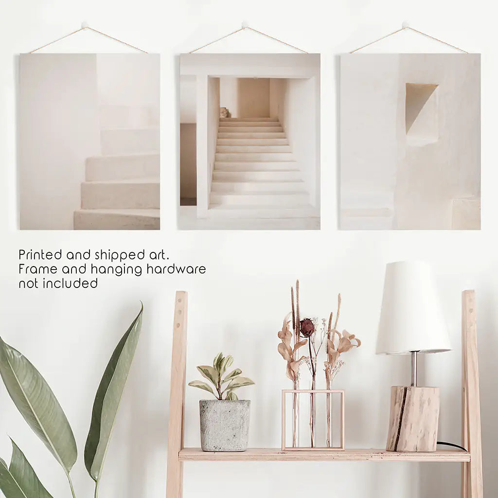 Beige Architectural Wall Art Set of 3 - Stairways