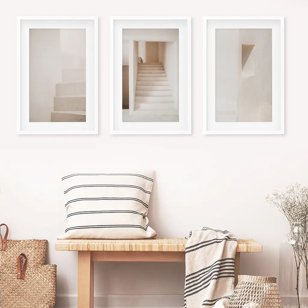 Beige Architectural Wall Art Set of 3 - Stairways
