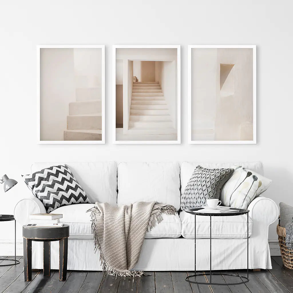 Beige Architectural Wall Art Set of 3 - Stairways