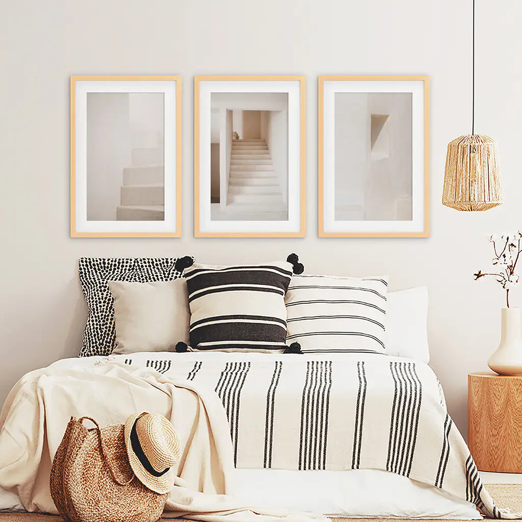Beige Architectural Wall Art Set of 3 - Stairways