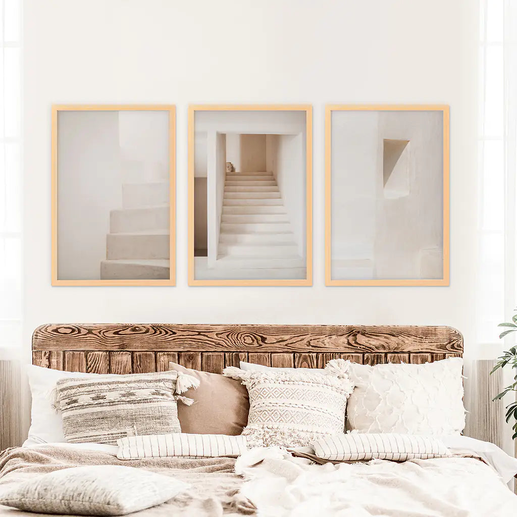 Beige Architectural Wall Art Set of 3 - Stairways