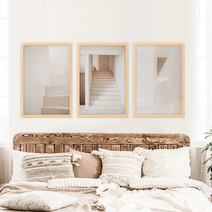 Beige Architectural Wall Art Set of 3 - Stairways