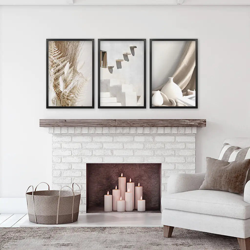 Neutral Boho Wall Art Set of 3 Terracotta Prints