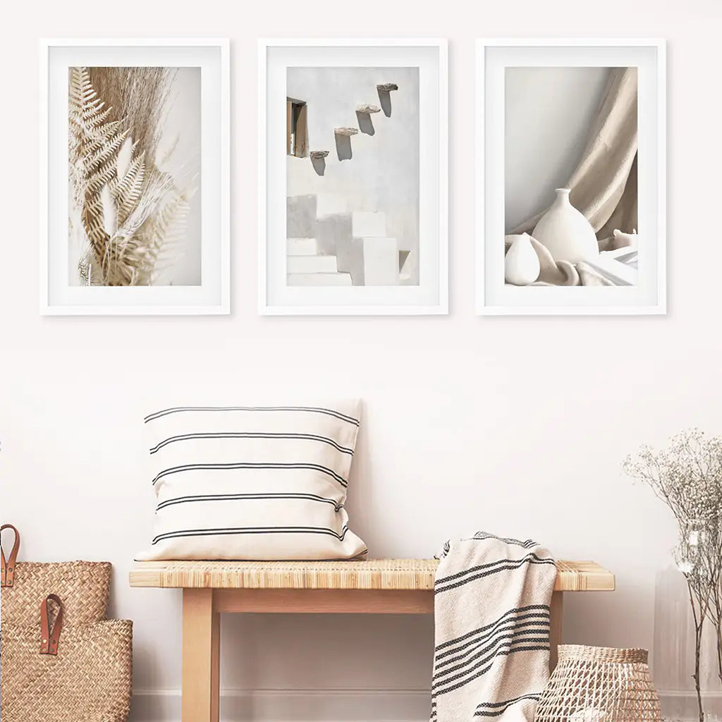 Neutral Boho Wall Art Set of 3 Terracotta Prints