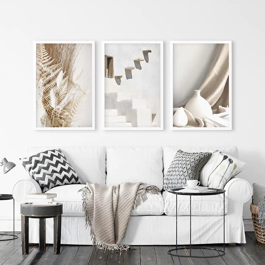 Neutral Boho Wall Art Set of 3 Terracotta Prints