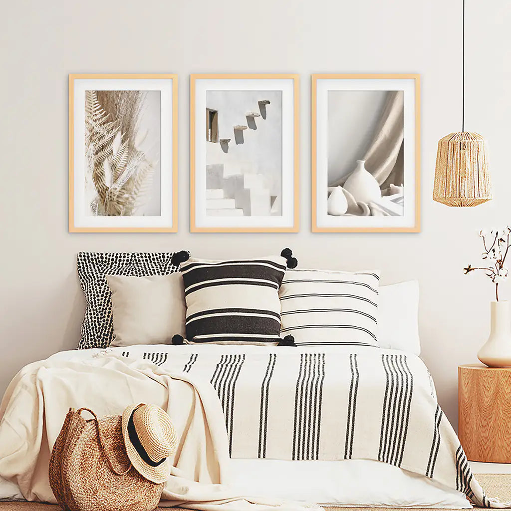 Neutral Boho Wall Art Set of 3 Terracotta Prints