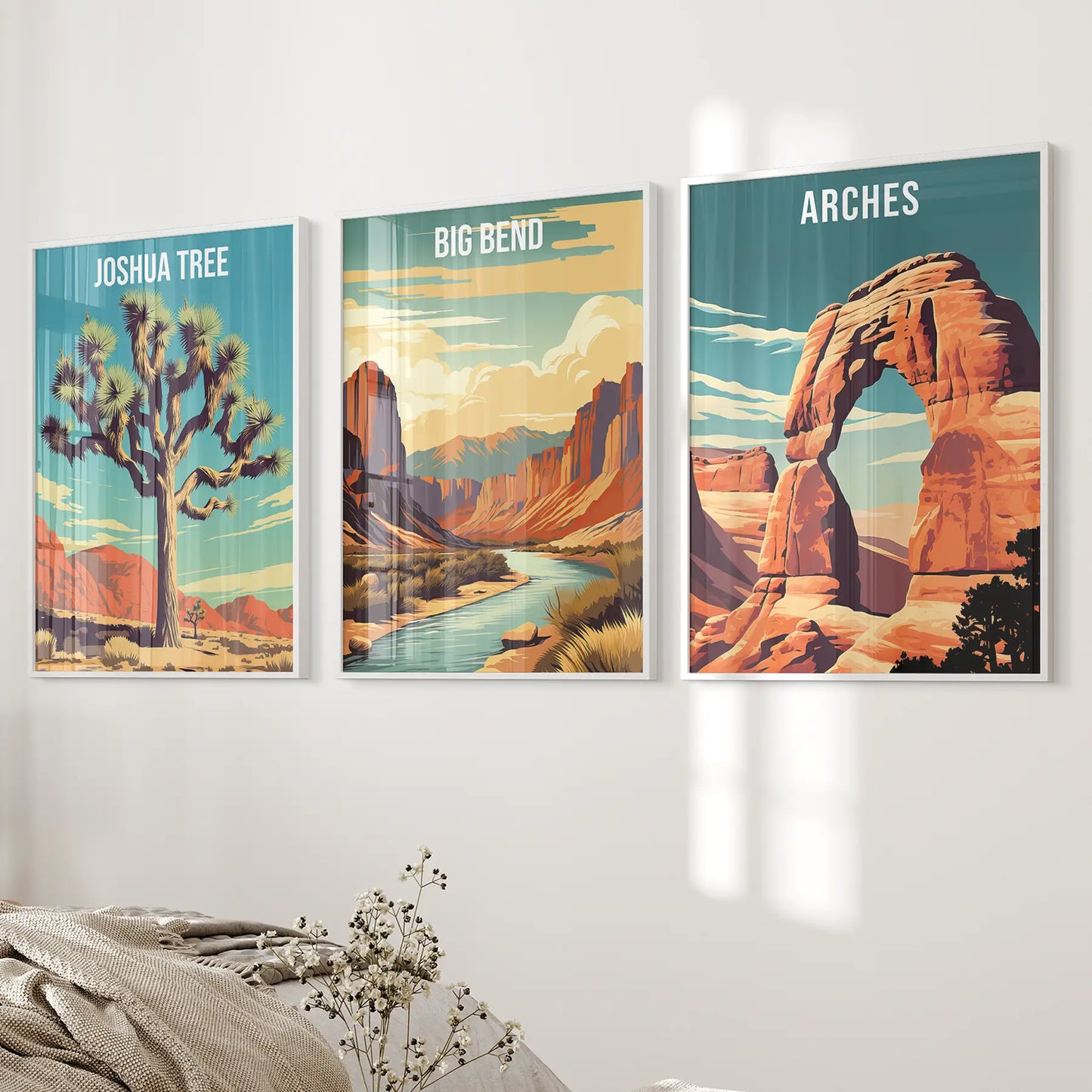 Desert National Park Wall Art Set of 3 Travel Prints