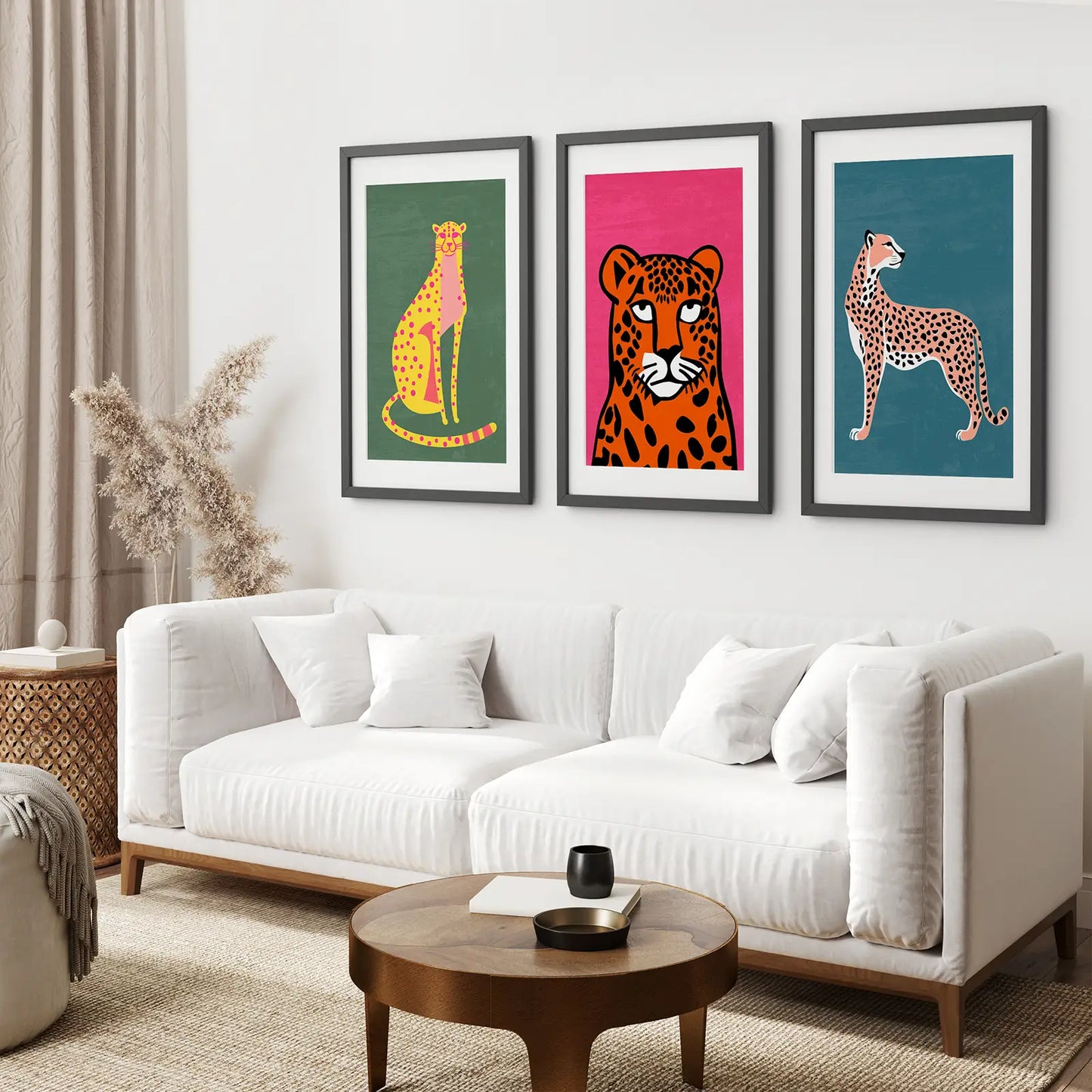 Cheetah Print Cats Colorful Wall Art Set of 3