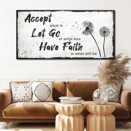 Accept Let Go Have Faith inspirational canvas wall sign