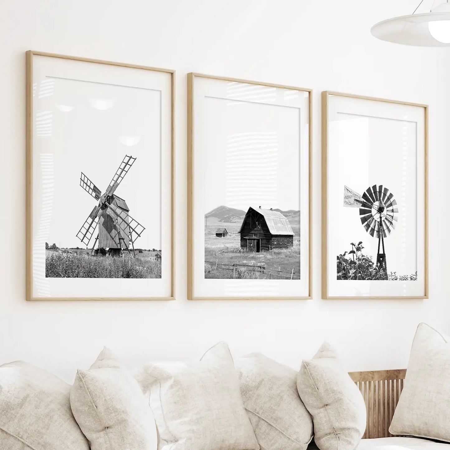 Black and White Farmhouse Wall Art Set of 3