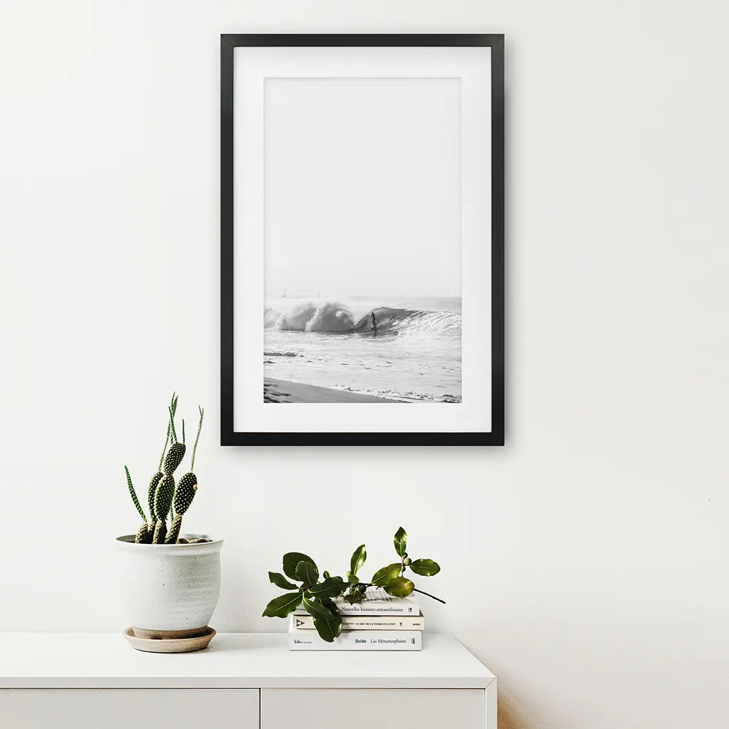 Black and White Boho Surfer Print - Tropical Coastal Wall Art