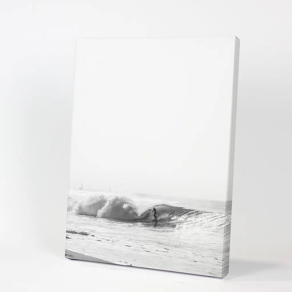 Black and White Boho Surfer Print - Tropical Coastal Wall Art