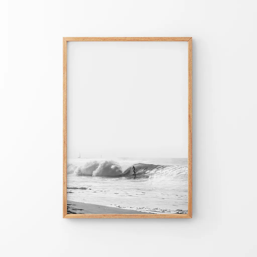 Black and White Boho Surfer Print - Tropical Coastal Wall Art