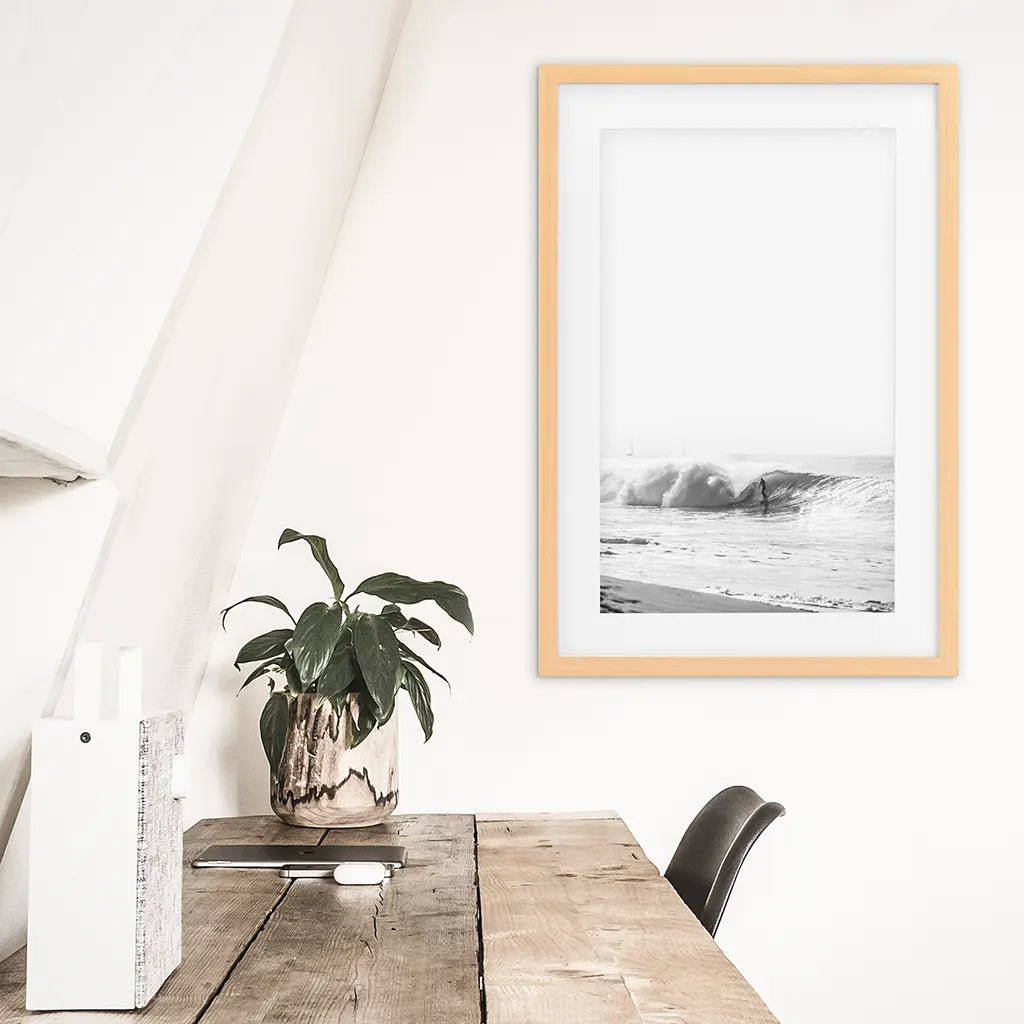 Black and White Boho Surfer Print - Tropical Coastal Wall Art