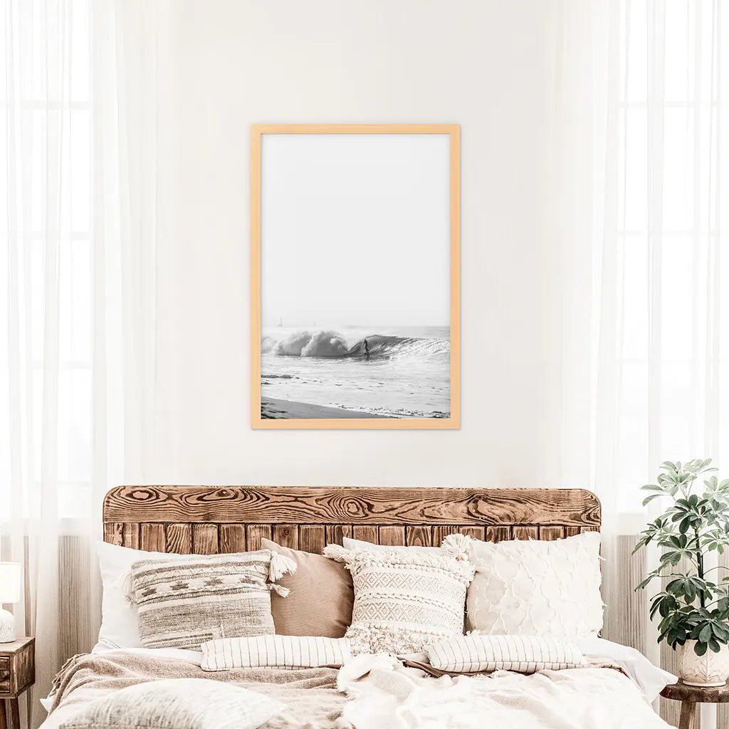Black and White Boho Surfer Print - Tropical Coastal Wall Art