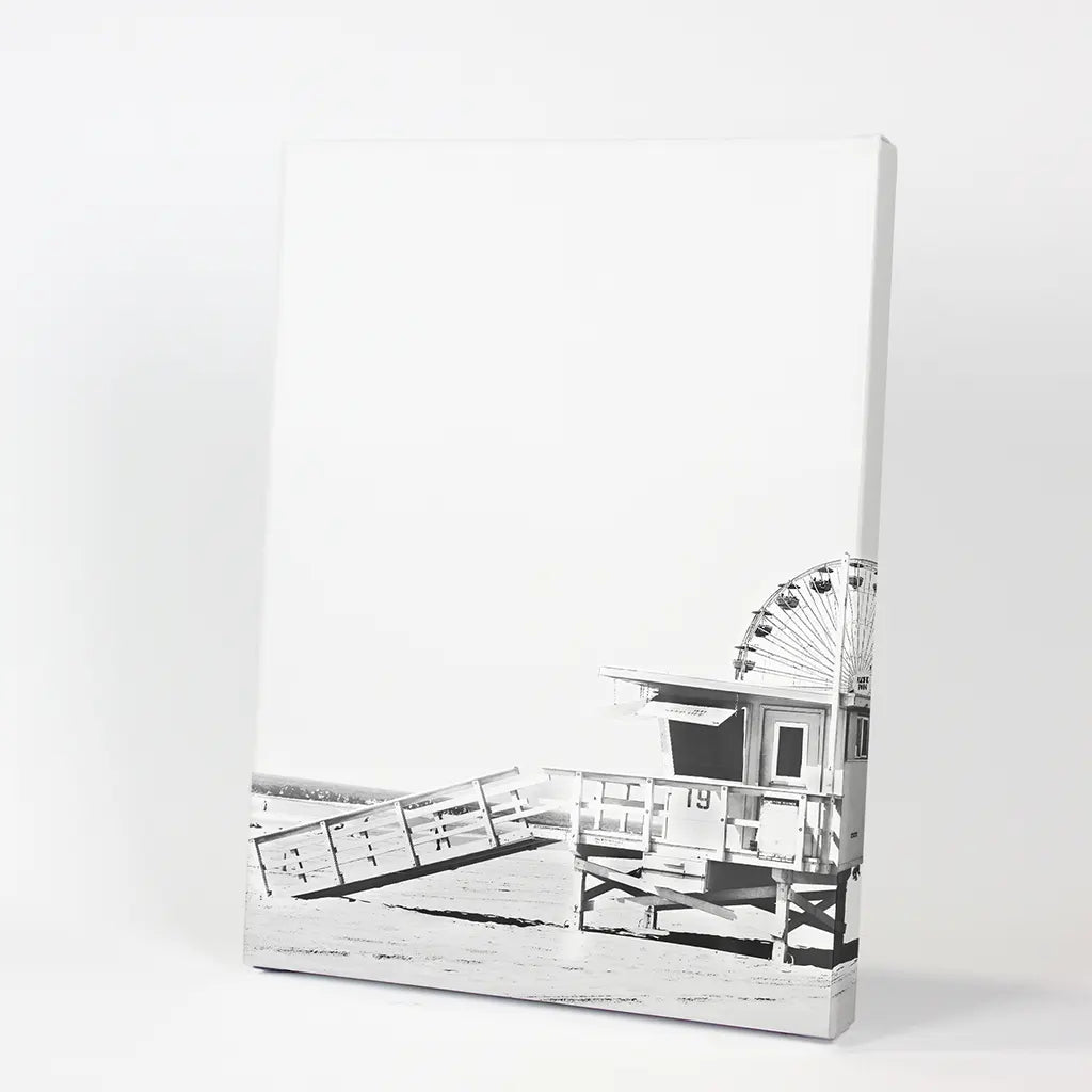 Black White California Beach Wall Art, Ferris Wheel