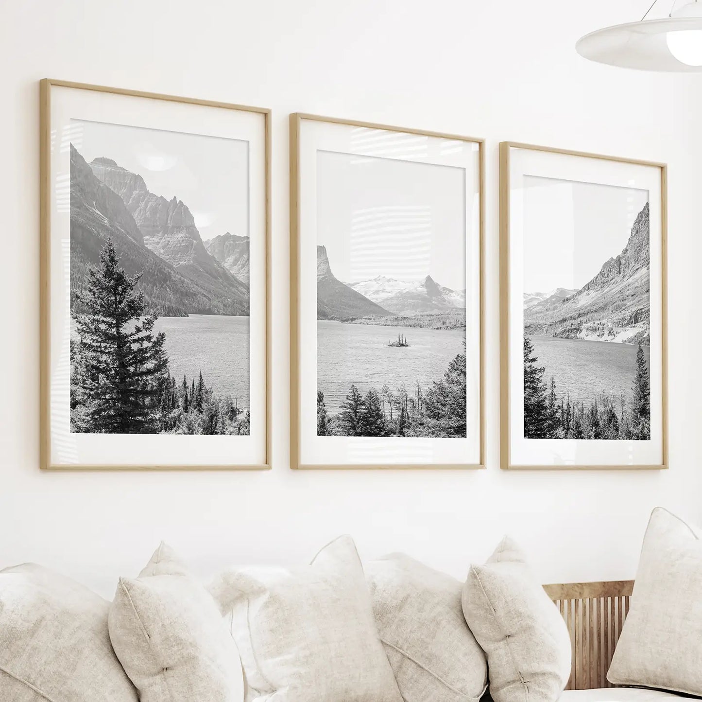 Glacier National Park Wall Art, Black White 3 Piece Set