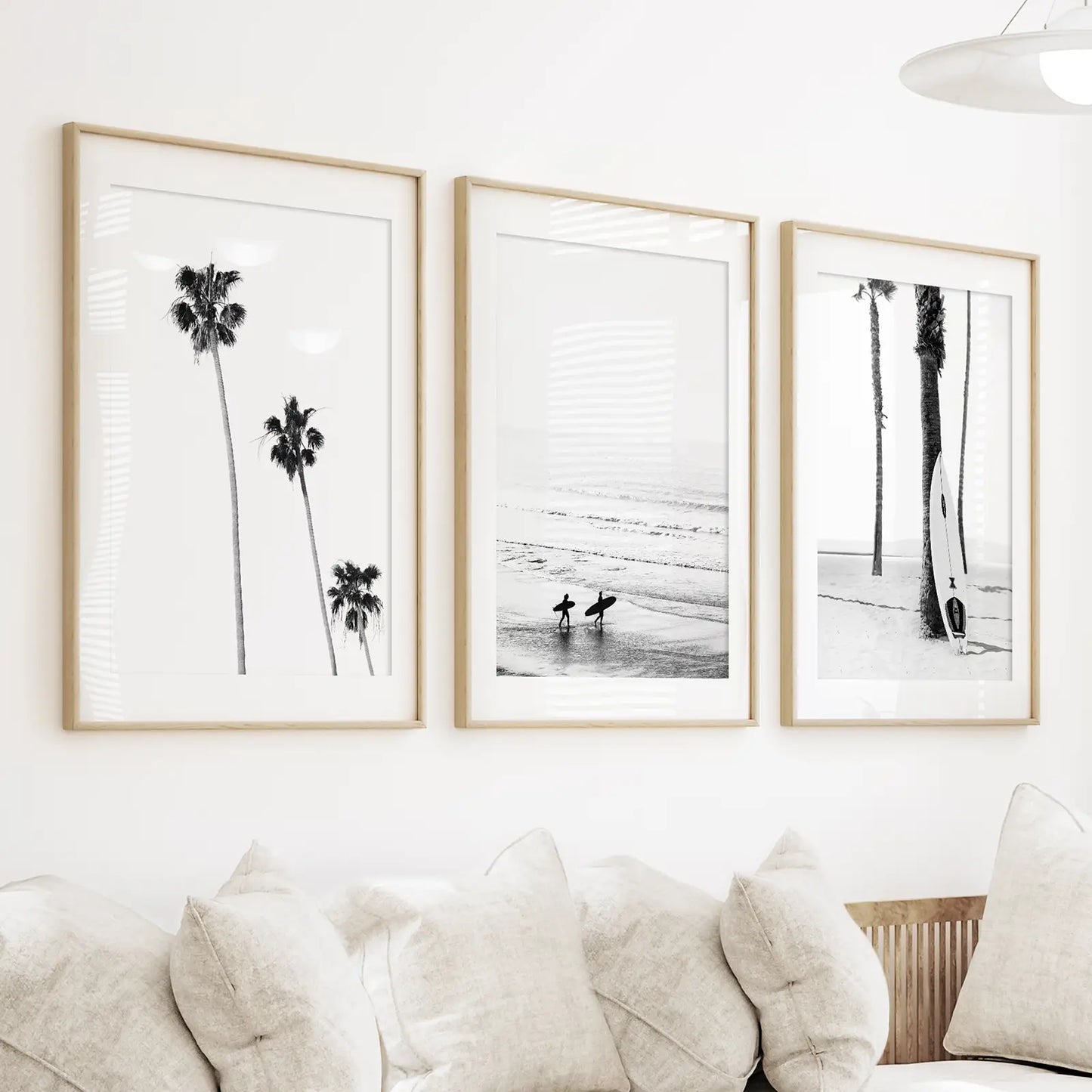 Black White Surf Wall Art Set of 3. Ocean Waves