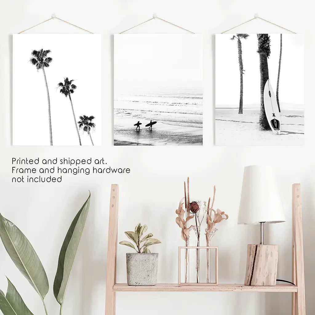 Black White Surf Wall Art Set of 3. Ocean Waves
