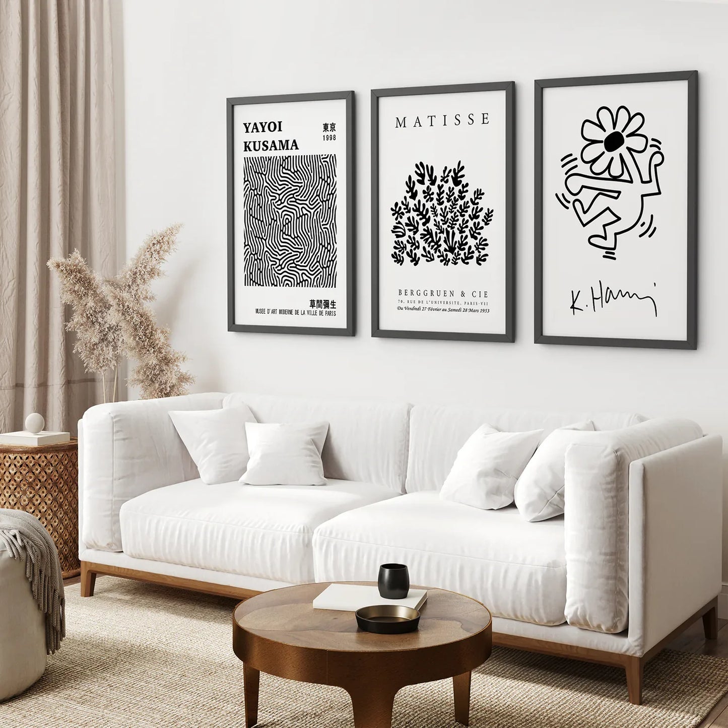 Black and White Abstract Figure Wall Art Set of 3