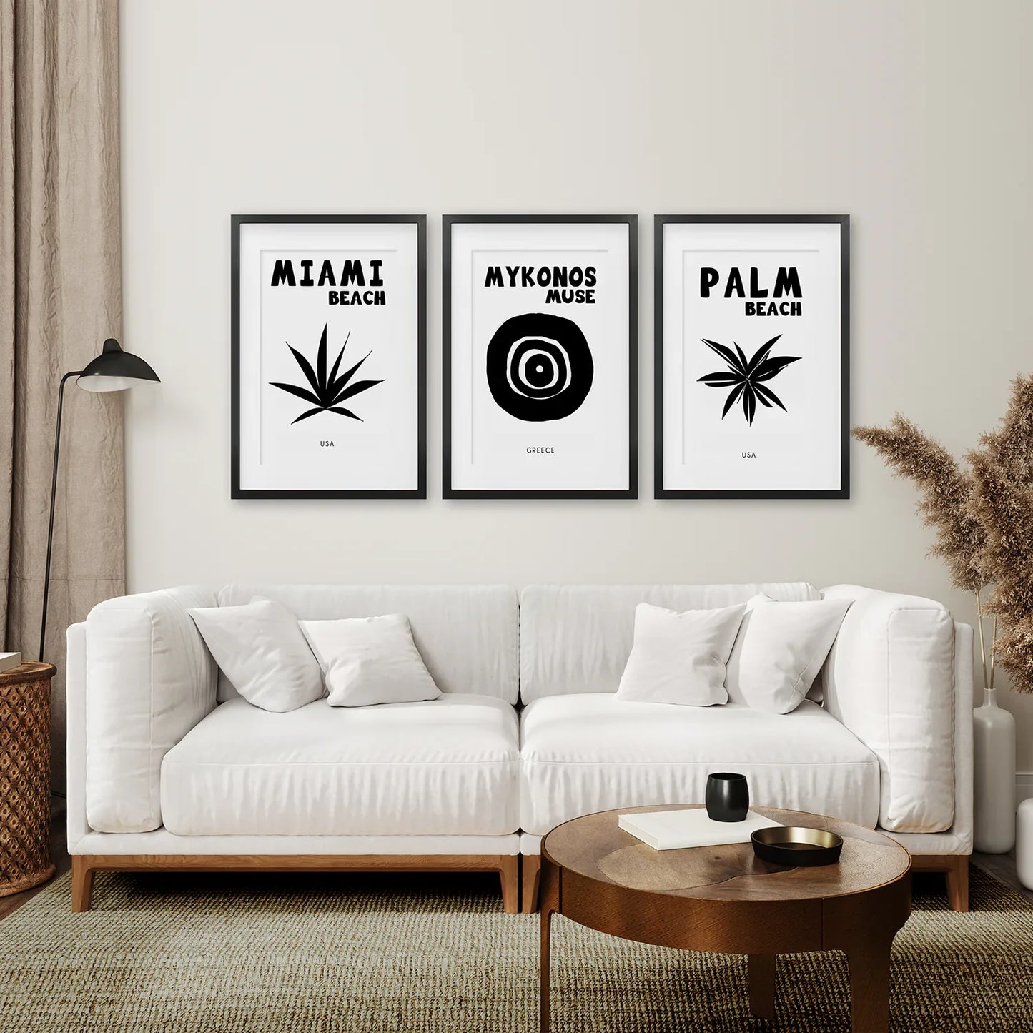 Black and White Travel Wall Art Set of 3 Prints