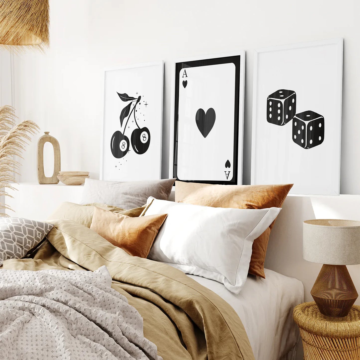 Black and White Playing Card Wall Art Set of 3