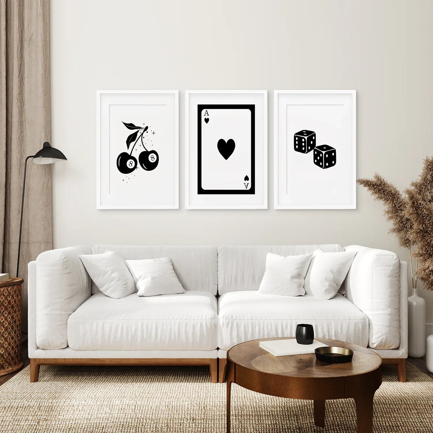 Black and White Playing Card Wall Art Set of 3