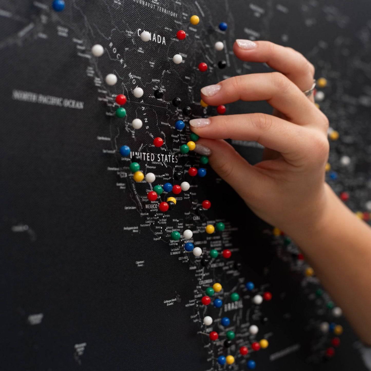 Black World Map Canvas Wall Art