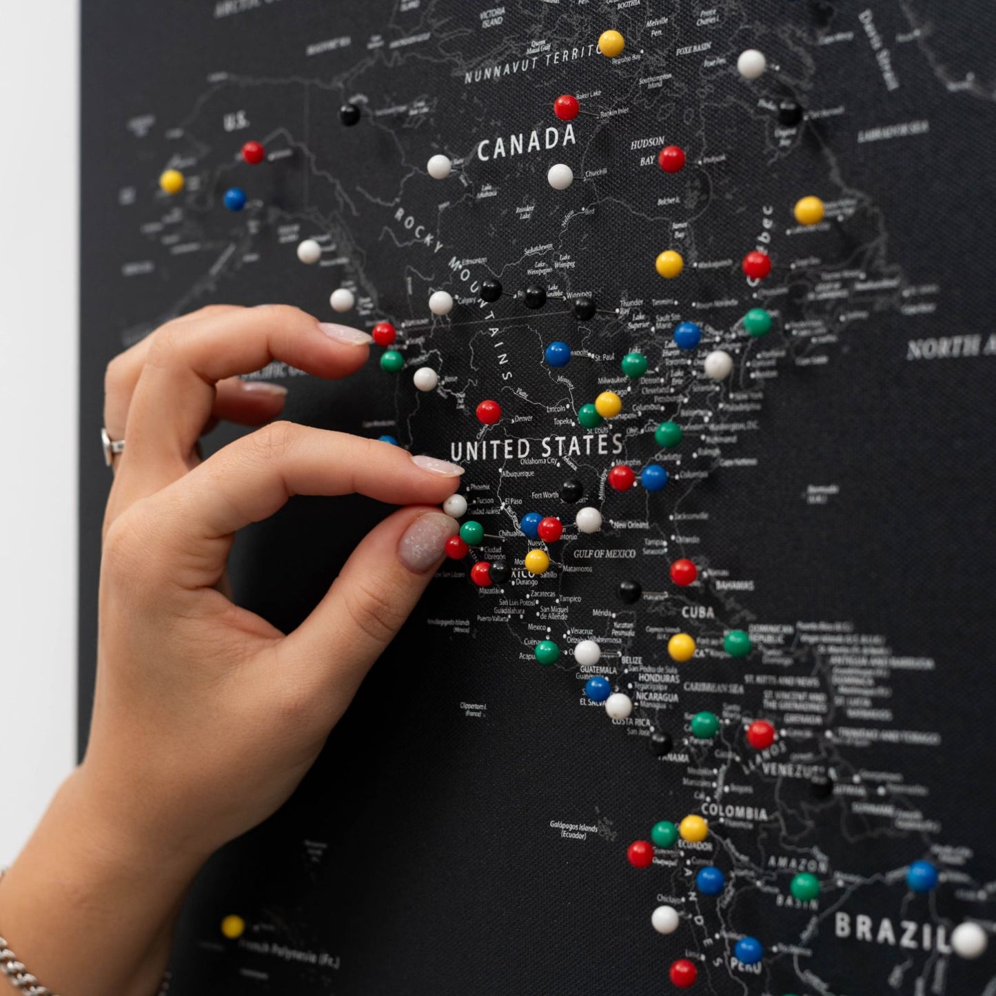 Black World Map Canvas Wall Art