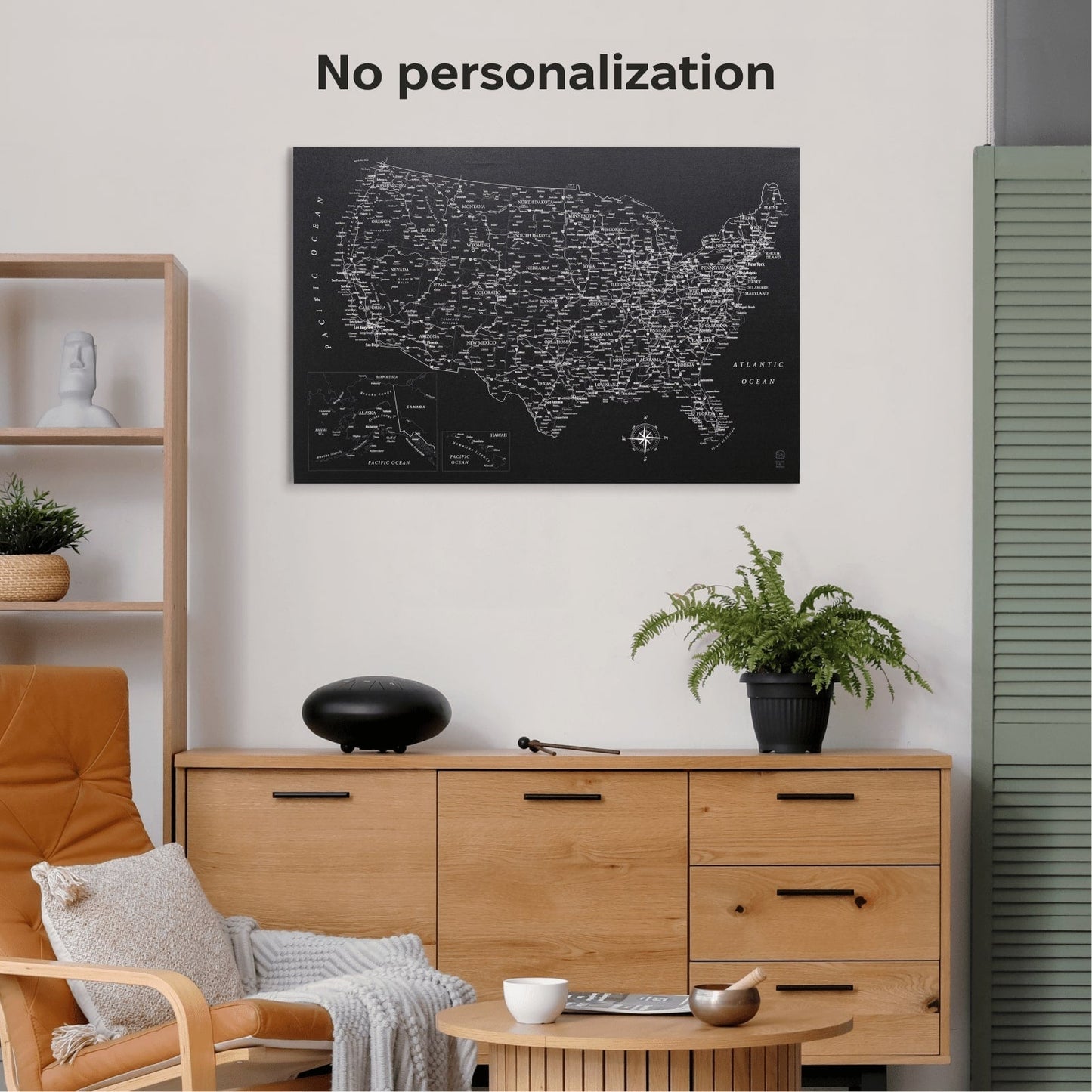 Black Canvas USA Map Wall Art