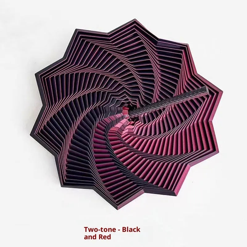 Black and red two-tone 3D printed spiral radish tower decompression toy