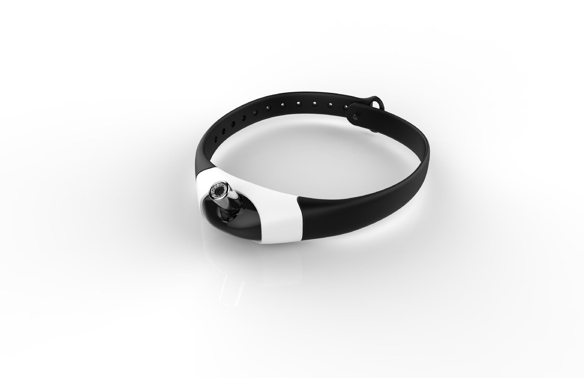 Black and white adjustable laser cat collar toy with rotating laser pointer for interactive pet play
