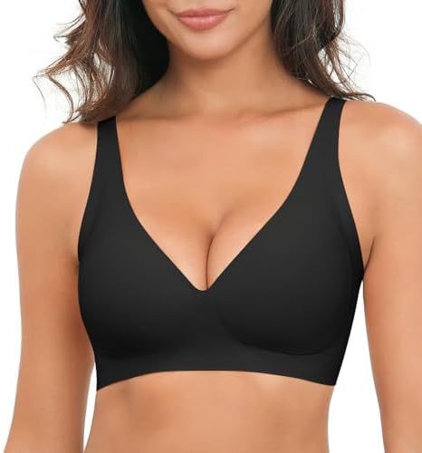 Black jelly bra worn by a person on a white background