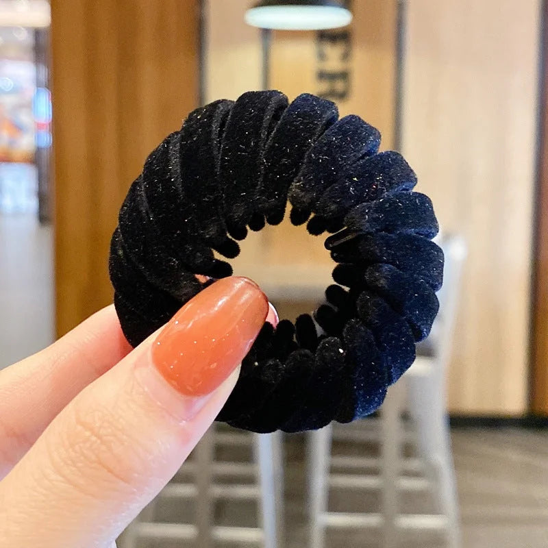 Black velvet hollow hair circle ponytail clip hair accessory