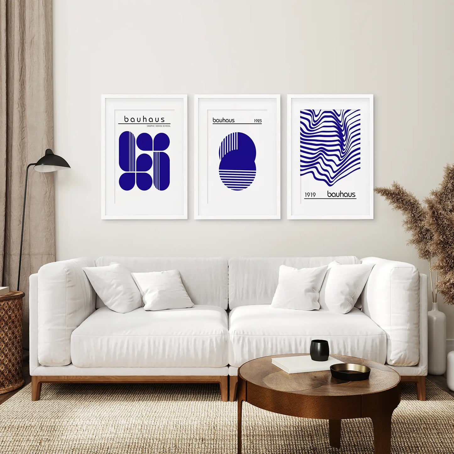Minimalist Geometric Wall Art Set of 3 Bauhaus-Style Prints