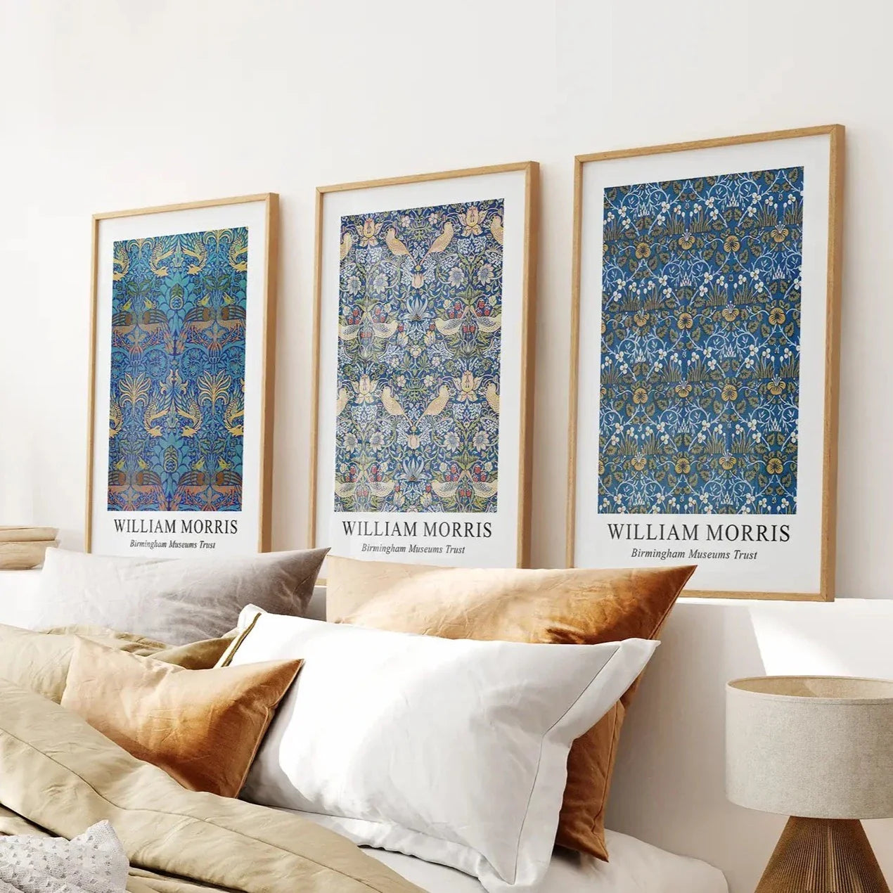 Neutral floral wall art set of 3 vintage pattern prints