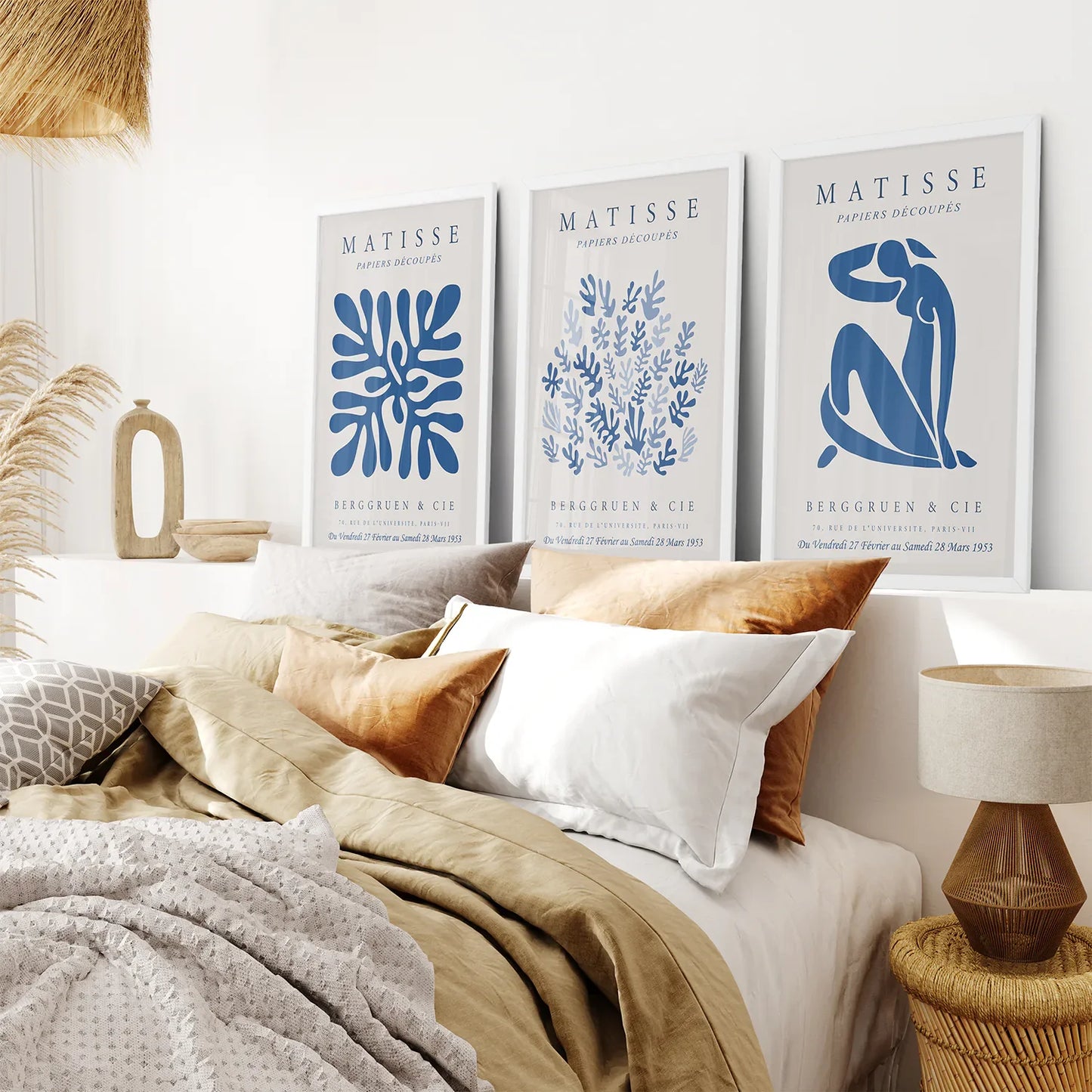 Blue Abstract Museum Wall Art Set of 3 Prints