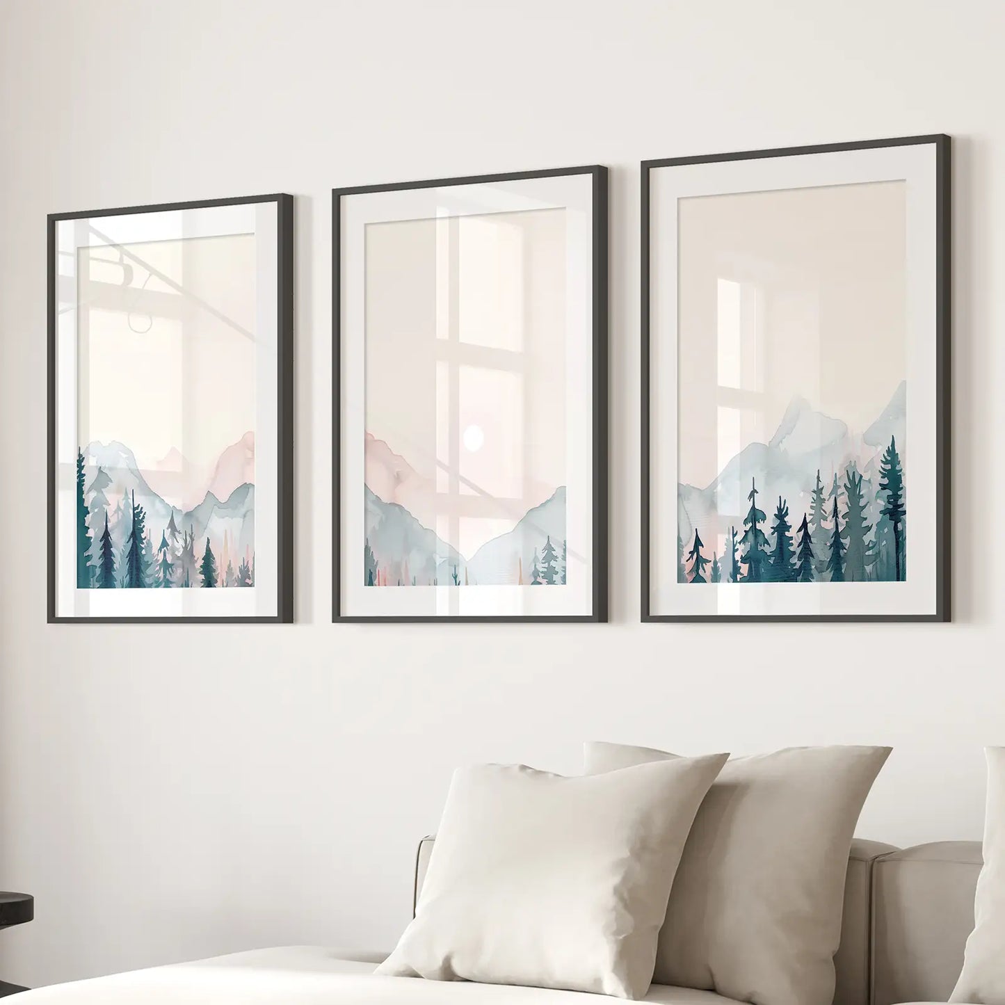 Forest and Mountain Landscape Wall Art Set of 3