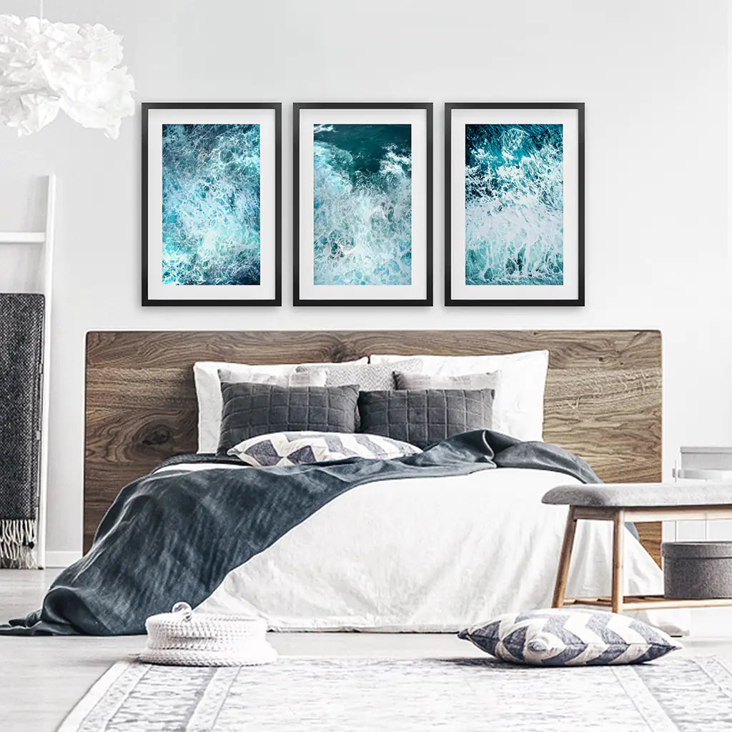 Minimalist Ocean Waves 3 Piece Canvas Wall Art Set