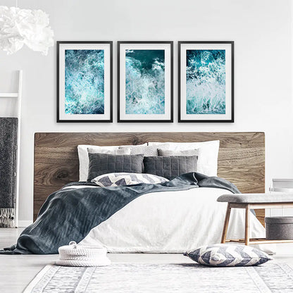 Minimalist Ocean Waves Canvas Wall Art, 3 Piece Set