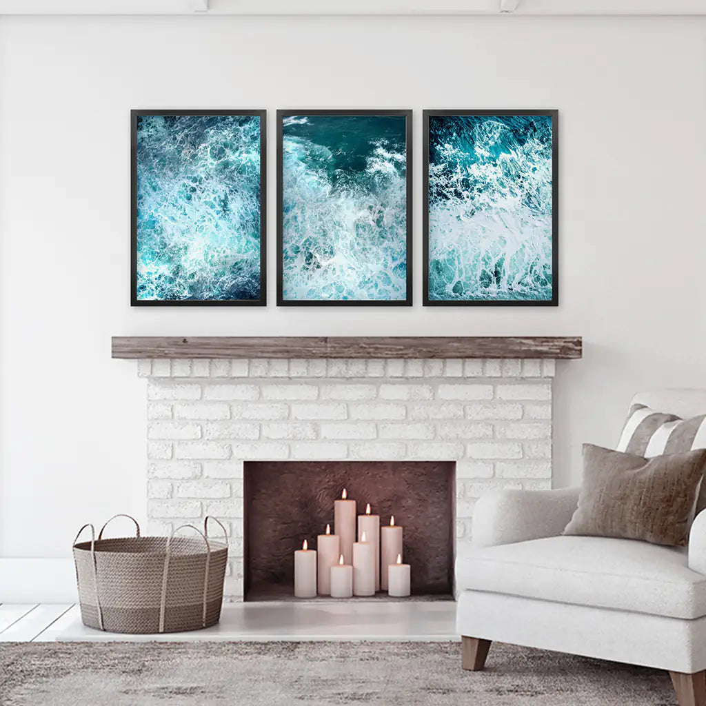 Minimalist Ocean Waves 3 Piece Canvas Wall Art Set