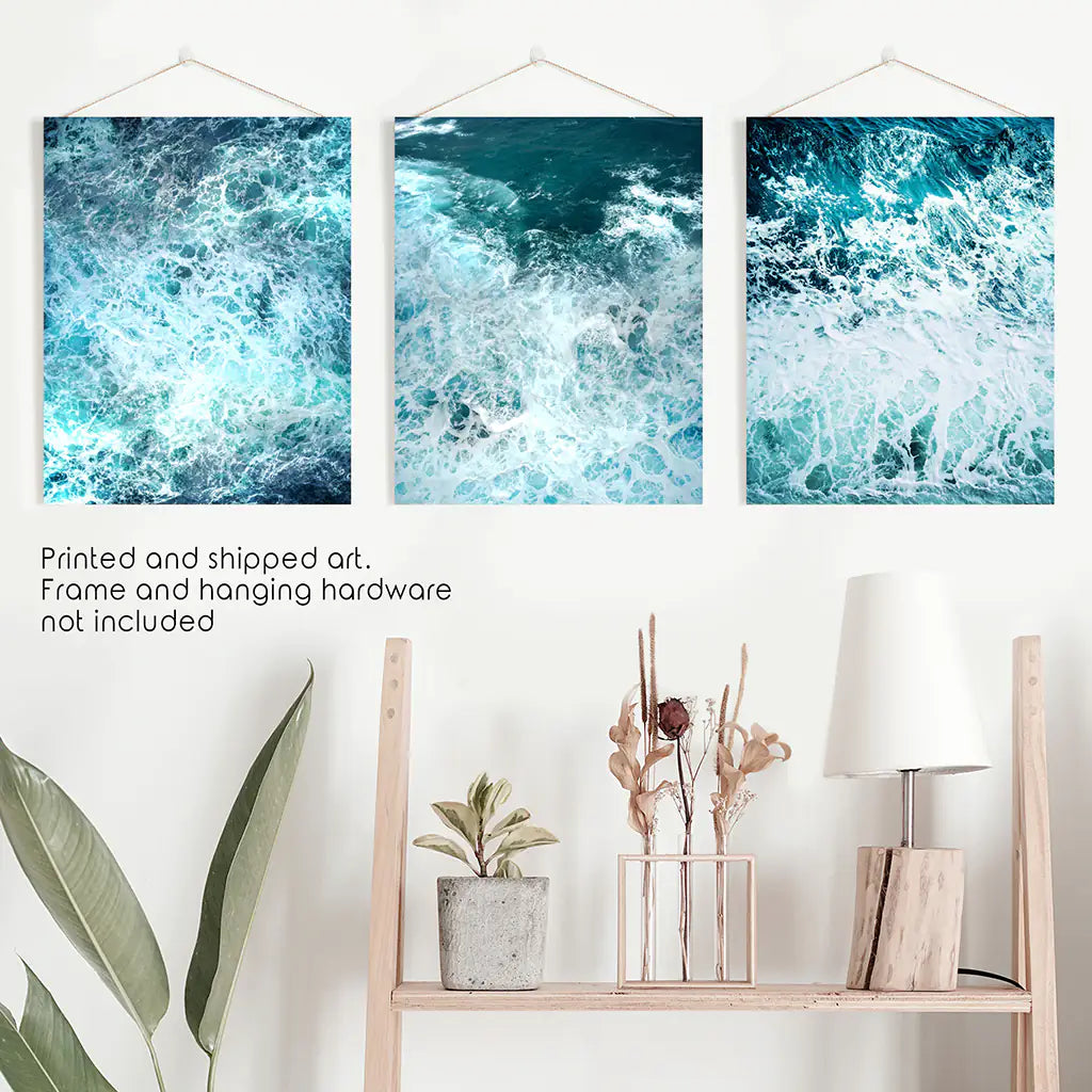 Minimalist Ocean Waves 3 Piece Canvas Wall Art Set